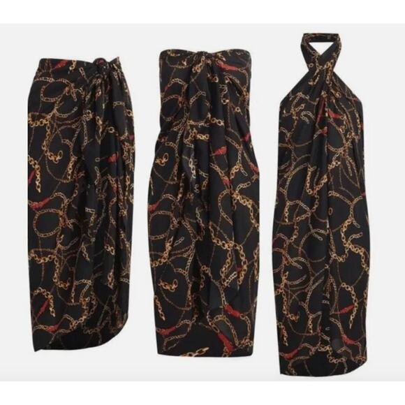 Walter Baker Sarong Cover Up Chain Link Black - Picture 1 of 4